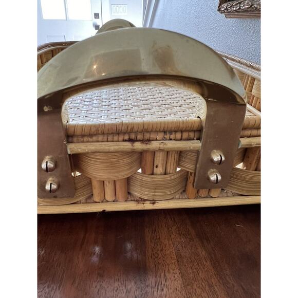 Vintage Ralph Lauren Rattan Reed Tray Brass Handles - Picture 7 of 15
